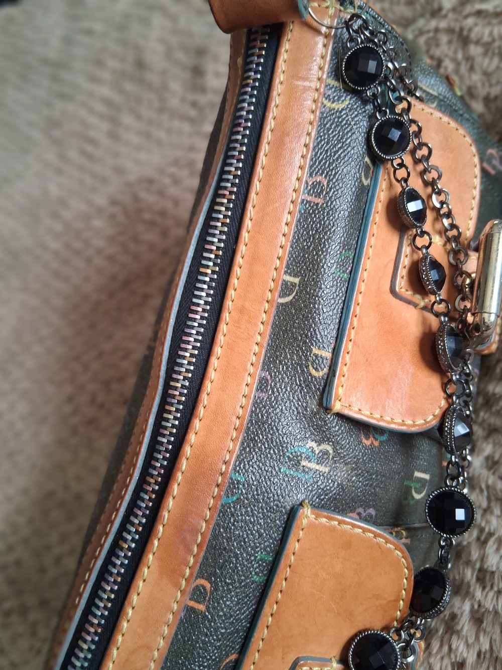 Dooney & Bourke Black Monogram Shoulder Bag with Tan Trim - Picture 16 of 16